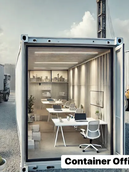 A container office deployed at an industrial or construction site. This image highlights the portability and durability of our modular solutions, providing a comfortable workspace in any environment.