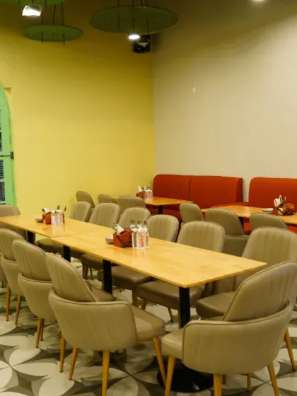 A long shot of our dining hall, showing the ample space available for guests to eat, mingle, and celebrate.