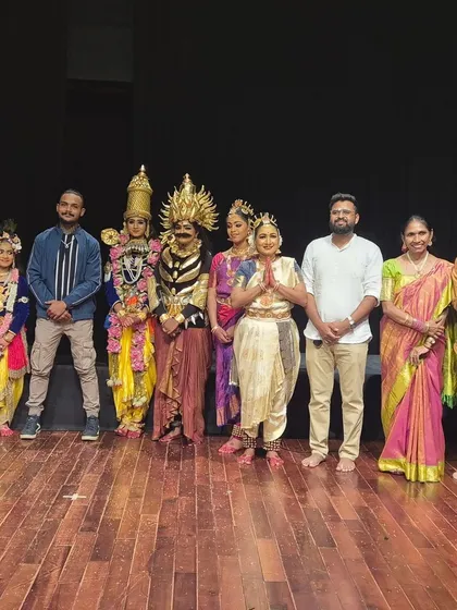 The full cast and crew of 'Krishna' after a successful show. It takes a dedicated team to bring these stories to life, and I am immensely proud of every artist.