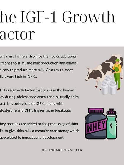 The IGF-1 growth factor, found in high levels in milk, is another factor that can trigger acne breakouts, especially during adolescence when our own levels are already high.