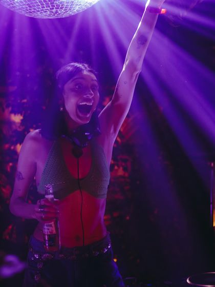 A moment of pure exhilaration during a high-energy part of my set.