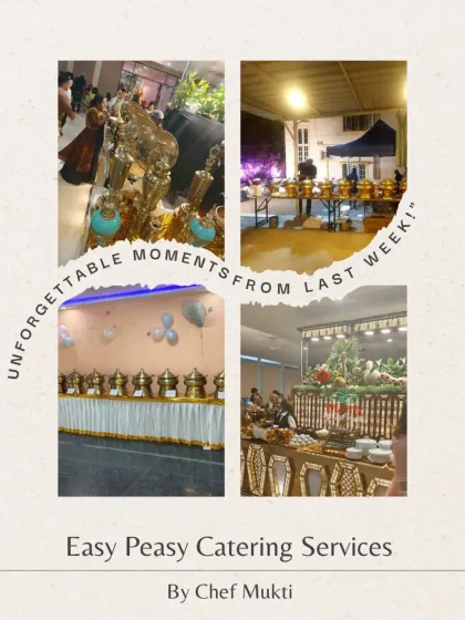 More unforgettable moments, this collage includes decorative displays and different buffet arrangements from a busy week of events.