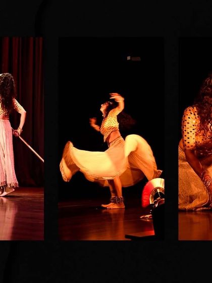 A collage from "No Strings Attached," showcasing the fusion of different dance styles like Kathak and Flamenco within a single theatrical piece. This highlights the versatility of my performance work.