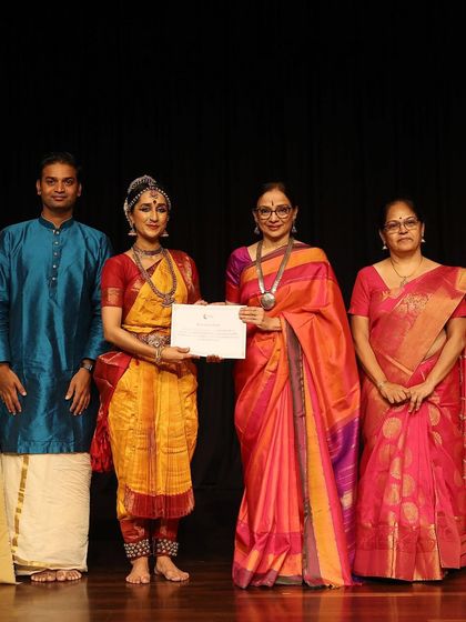 Receiving a certificate of appreciation from the legendary Malavika Sarukkai. It is humbling to be recognized by an artist I admire so deeply.