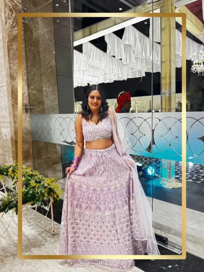 Another happy client looking stunning in the lavender lehenga at her event. It's one of my most popular styles for a reason.