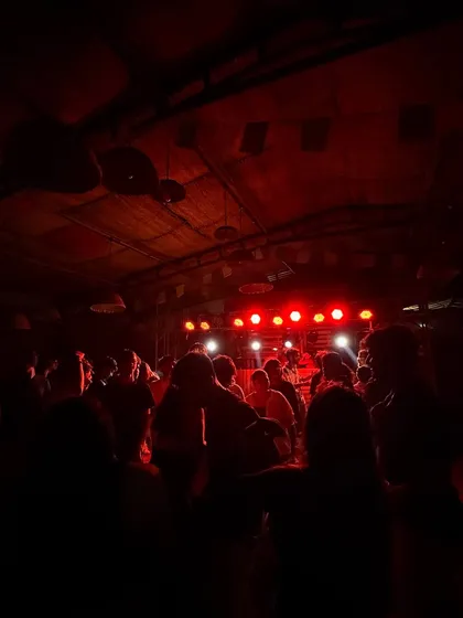 The view from my console as the crowd loses it under the red lights. This is the energy I build, a packed dance floor moving as one.