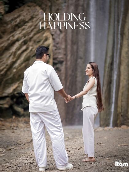 "Holding Happiness" perfectly describes this shot. The couple holds hands in front of a waterfall, a simple yet powerful image that symbolizes the start of their journey together.
