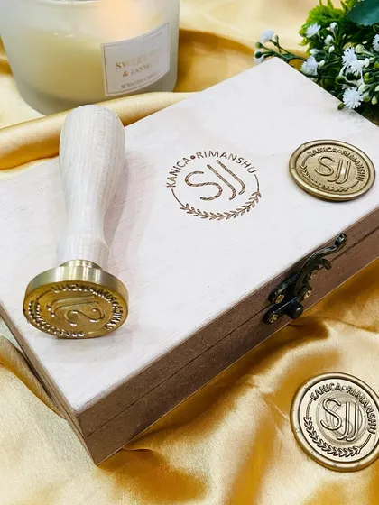 Add a touch of old-world elegance to your invitations and gifts with our custom wax seal stamp kits. We can create a stamp with your monogram or logo, presented in a beautiful wooden box.