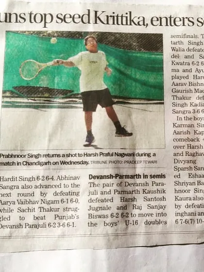 News coverage for our trainee playing a tournament in Chandigarh. We support our players at every step of their competitive journey.