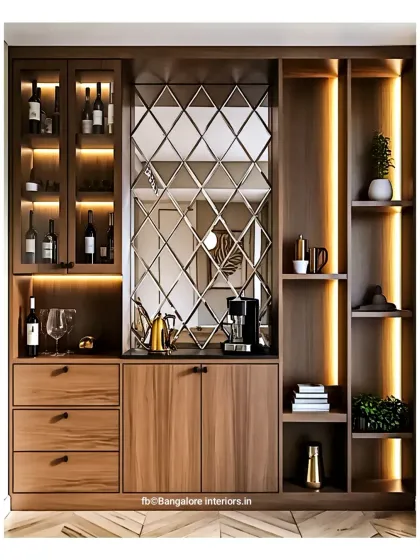 Bangalore Interiors - Custom Modular Furniture Bar & Crockery Cabinets photo 4