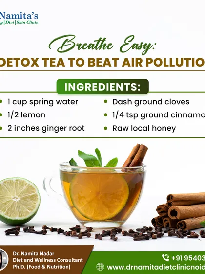 Especially with the air pollution in our cities, our bodies can use some extra help. This simple detox tea is a recipe I often share with my clients. Using basic kitchen ingredients like ginger, lemon, and cinnamon, you can create a powerful drink to help flush out toxins and support your respiratory health.