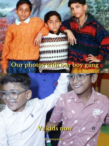 Our photos with our boy gang vs. kids now. It's amazing to see how childhood friendships are captured differently across generations.