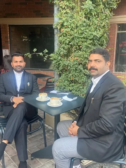 A client consultation or a strategy session often happens over a cup of coffee. Here I am meeting with a fellow advocate to discuss case details in a more relaxed setting.