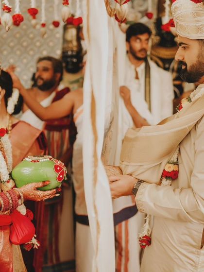 The first look. The moment the curtain is dropped and the bride and groom see each other during the ceremony.