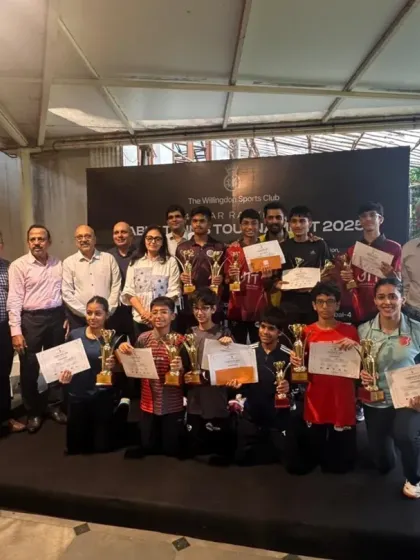 Another angle of our successful team at the Willingdon Sports Club tournament. The sheer number of trophies and certificates won by our players is a testament to their hard work.