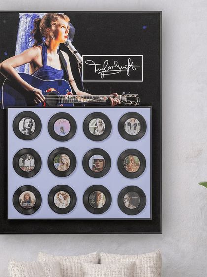 For all the Swifties, we created this Taylor Swift shadow box. It features a picture of the artist and miniature versions of her album covers, making it the perfect wall decor for any fan.