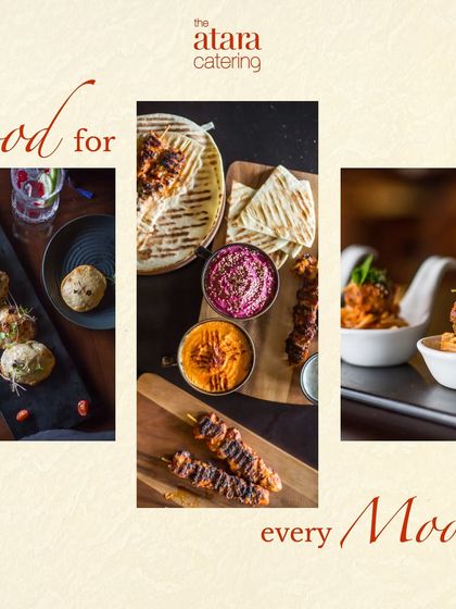 Food for every mood. This collage showcases the variety in our offerings, from healthy mezze platters to indulgent meatballs and kebabs.