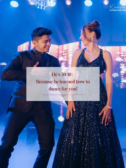 He's a 30/10 because he learned how to dance for you. A groom's effort to put on a show for his bride is always a highlight of the Sangeet night.