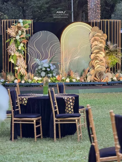 A view of the selfie point from a guest table, showing how it integrates into the overall decor of the event.