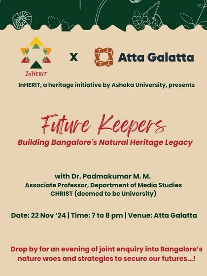 Poster for 'Future Keepers', an event on building Bangalore's natural heritage legacy.