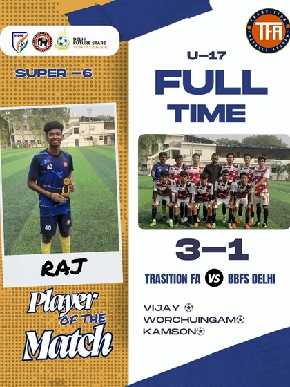 Another strong performance from the U-17s, securing a 3-1 victory. Raj's Player of the Match performance highlights the depth of talent in my squad.