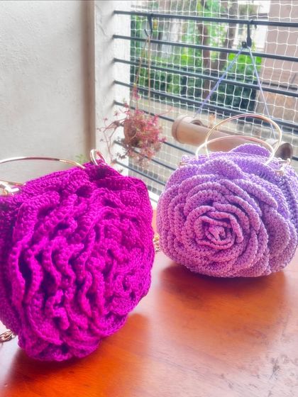 Busy Needles by Utpala Viswanath - Custom Crochet Fashion & Accessories Signature Rose Bags photo 29