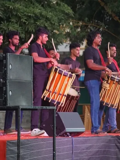 For a modern party vibe, we offer a DJ Chendamelam fusion. Our drummers perform live on stage, syncing their powerful traditional beats with electronic music for a unique and energetic experience.
