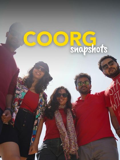 Coorg snapshots. This is what our trips are about, a group of friends, some in matching red, enjoying the moment. It is the people that make the picture perfect.