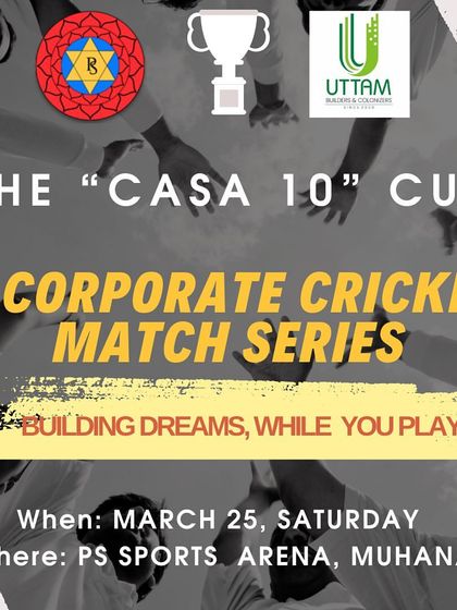 The official announcement for 'The Casa 10 Cup', a corporate match series we hosted. We are a premier venue for such exclusive corporate cricket events.