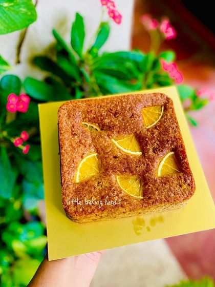 A citrusy orange and ginger cake baked with whole wheat flour. It’s the perfect slice of sunshine on a cloudy day.