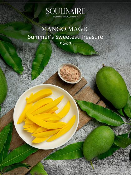 A beautiful image of fresh mangoes, celebrating the king of fruits and summer's sweetest treasure. We draw inspiration from the best seasonal ingredients.