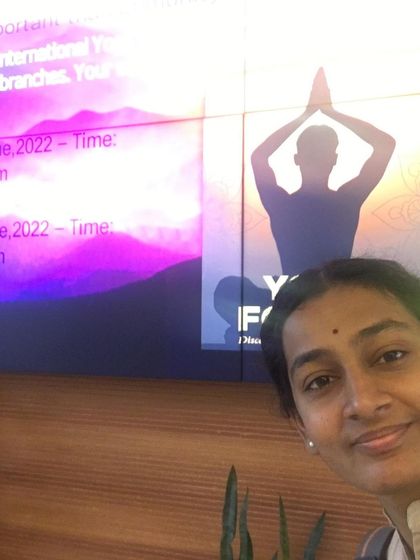 A quick selfie before starting an International Day of Yoga session at a corporate branch. It's always a joy to see companies investing in their employees' wellbeing through corporate wellness programs.