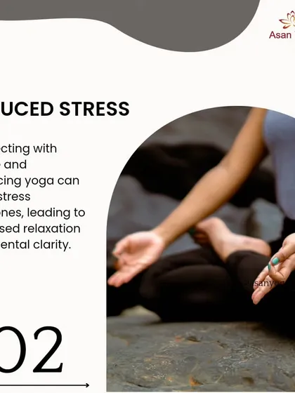 An infographic on how connecting with nature through outdoor yoga can lower stress hormones and lead to increased relaxation.