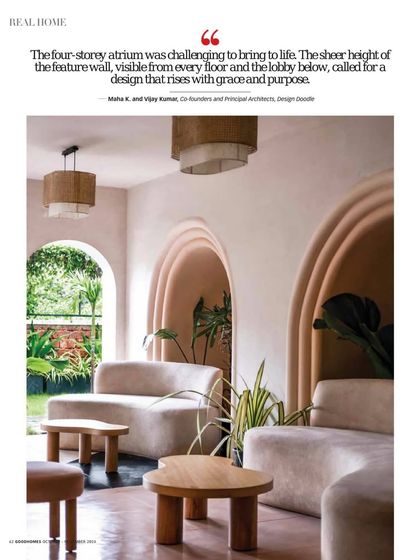 This snippet from our Goodhomes feature highlights the challenge and reward of designing the four-story atrium in our Goa project.