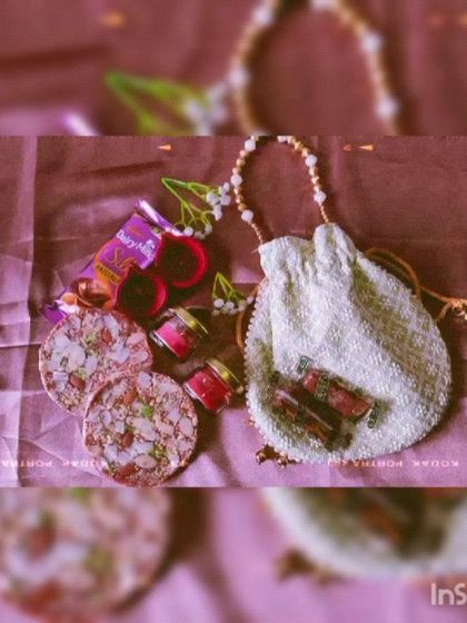 This artistic shot captures the essence of the Diwali hamper, with its mix of traditional items and sweet treats, all beautifully arranged.