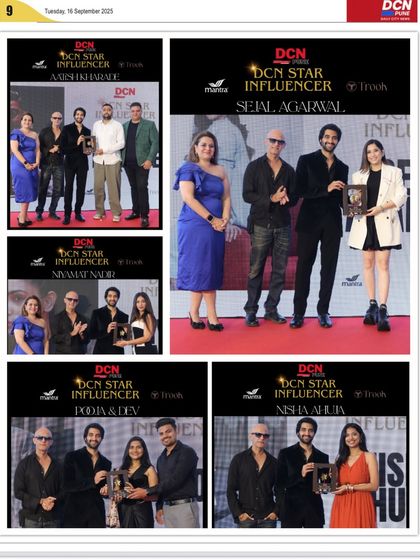 A snapshot from the DCN Pune newspaper featuring the award ceremony. It was an honor to be recognized among other talented influencers and leaders in the industry.