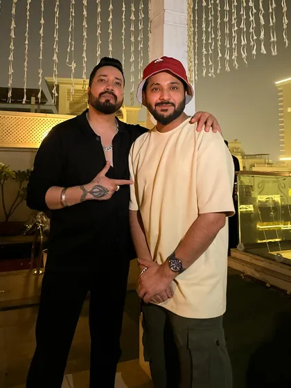 After a great show, joining my Ustaad ji Mika Singh's pre-Diwali party. It's always a pleasure to celebrate with him.