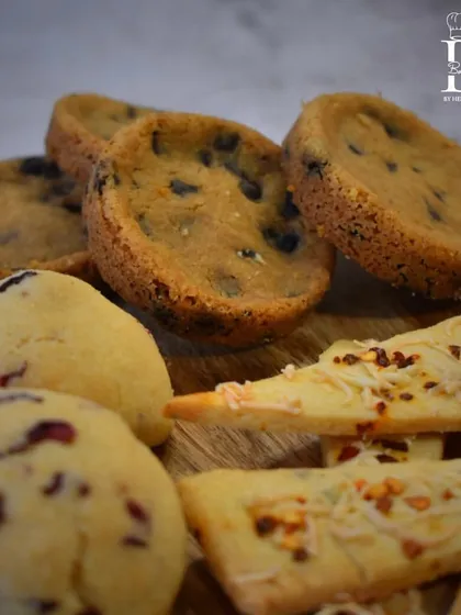 An assortment of delicious cookies made during week 6 of the masterclass, showcasing the variety of sweet and savory options we explore.
