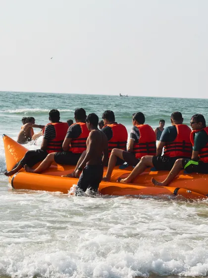 It's not all work and no play. Here, a corporate team enjoys a fun-filled banana boat ride during their offsite in Goa. I specialize in creating employee engagement experiences that blend strategy with celebration and team bonding.