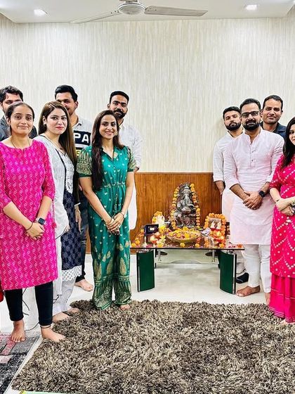 The full team posing with the Ganesha idol during our Diwali puja. We start all our celebrations with prayers and gratitude.