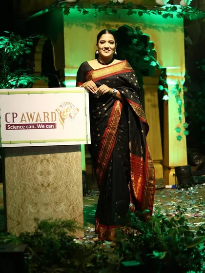 Posing on the jungle-themed stage for the AstraZeneca Country President Awards in Udaipur. This event recognized innovation and impact in healthcare.