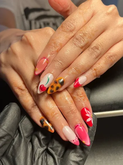 The full mixed-art set, showing how all the different patterns and colors come together for a unique and eclectic look.
