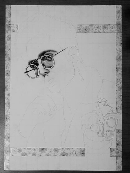 The 90-hour process behind my photorealistic pencil drawing of Harrdy Sandhu. Notice the detail in the sunglasses reflection and the texture of the shirt.