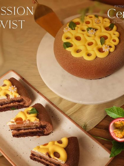 Double the chocolate with a twist of passion fruit. This entremet is for those who love bold and unexpected flavour combinations.