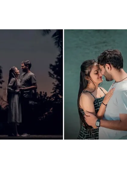 This set of images plays with light. The left shot uses the natural frame of trees for a twilight feel, while the right is an intimate close-up by the water.