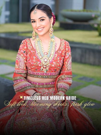 Are you a Timeless Red Modern Bride? This style is all about a soft look, blooming cheeks, and a fresh glow.