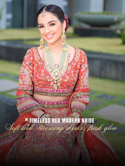 Are you a Timeless Red Modern Bride? This style is all about a soft look, blooming cheeks, and a fresh glow.