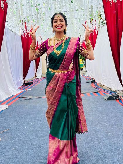 A happy and celebratory shot. This look is perfect for a close family member who plays a key role in the wedding festivities.