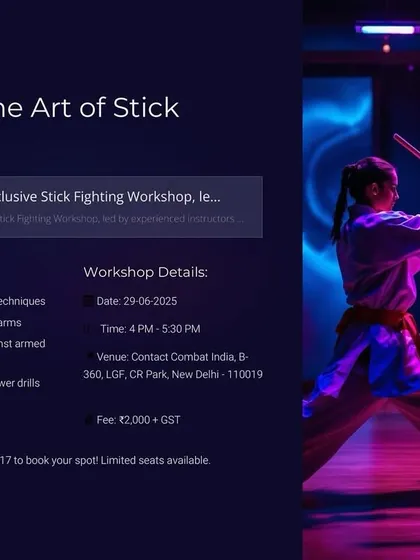 In a fight, anything can be a weapon. My Stick Fighting Workshop teaches you how to use everyday objects for self-defense. You will learn single and double stick techniques, blocks, and disarms to give you an edge in an armed confrontation.