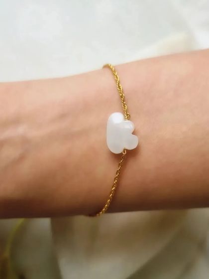 Another lifestyle shot of the Moonstone cloud bracelet.